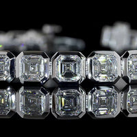 14K White Gold Tennis Bracelet with Bezel Set Asscher Cut Lab Diamonds - 10.67 Carat Total Weight, E-F Color, VS Clarity - Covaloro Fine Jewelry