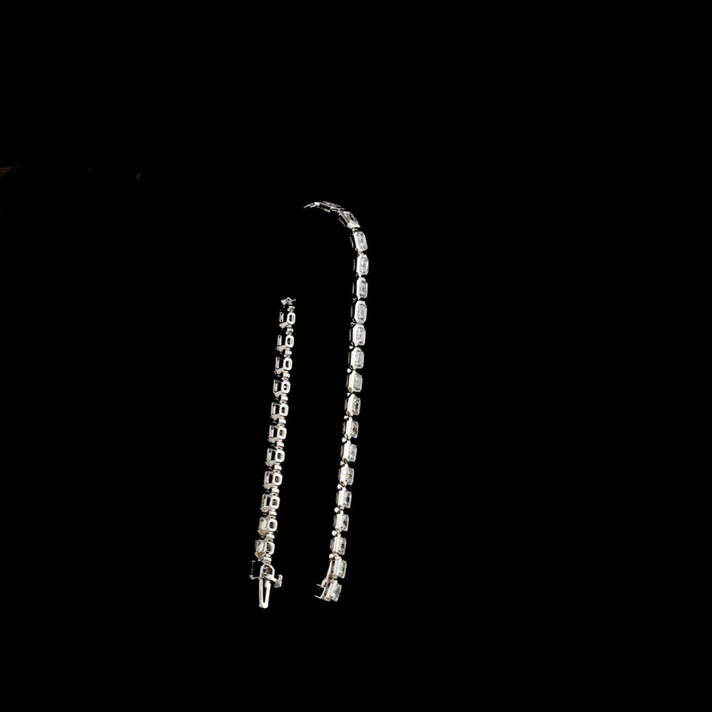14K White Gold Tennis Bracelet with Bezel Set Asscher Cut Lab Diamonds - 10.67 Carat Total Weight, E-F Color, VS Clarity - Covaloro Fine Jewelry