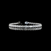 14K White Gold Tennis Bracelet with Bezel Set Asscher Cut Lab Diamonds - 6.03 Carat Total Weight, E-F Color, VS Clarity - Covaloro Fine Jewelry