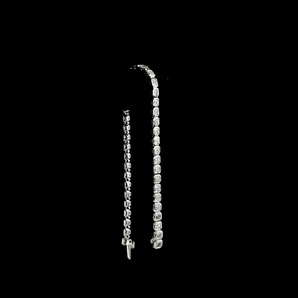 14K White Gold Tennis Bracelet with Bezel Set Asscher Cut Lab Diamonds - 6.03 Carat Total Weight, E-F Color, VS Clarity - Covaloro Fine Jewelry
