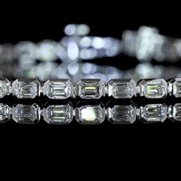 14K White Gold Tennis Bracelet with Bezel-Set East-West Emerald Cut Lab Diamonds - 2.34 Carat Total Weight, E-F Color, VS Clarity - Covaloro Fine Jewelry