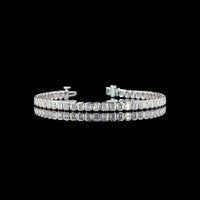 14K White Gold Tennis Bracelet with Bezel Set Emerald Cut Lab Diamonds - 4.78 Carat Total Weight, 50 Stones - Covaloro Fine Jewelry