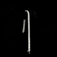 14K White Gold Tennis Bracelet with Bezel Set Emerald Cut Lab Diamonds - 4.78 Carat Total Weight, 50 Stones - Covaloro Fine Jewelry