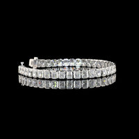 14K White Gold Tennis Bracelet with Bezel Set Radiant Cut Lab Diamonds - 11.18 Carat Total Weight, E-F VVS2 Clarity, 38 Stones - Covaloro Fine Jewelry