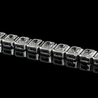 14K White Gold Tennis Bracelet with Bezel Set Radiant Cut Lab Diamonds - 11.18 Carat Total Weight, E-F VVS2 Clarity, 38 Stones - Covaloro Fine Jewelry