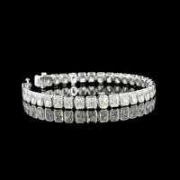 14K White Gold Tennis Bracelet with Bezel Set Radiant Cut Lab Diamonds - 15.01 Carat Total Weight, 37 Stones - Covaloro Fine Jewelry