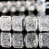 14K White Gold Tennis Bracelet with Bezel Set Radiant Cut Lab Diamonds - 15.01 Carat Total Weight, 37 Stones - Covaloro Fine Jewelry