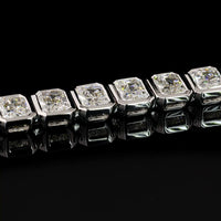 14K White Gold Tennis Bracelet with Bezel Set Radiant Cut Lab Diamonds - 15.01 Carat Total Weight, 37 Stones - Covaloro Fine Jewelry