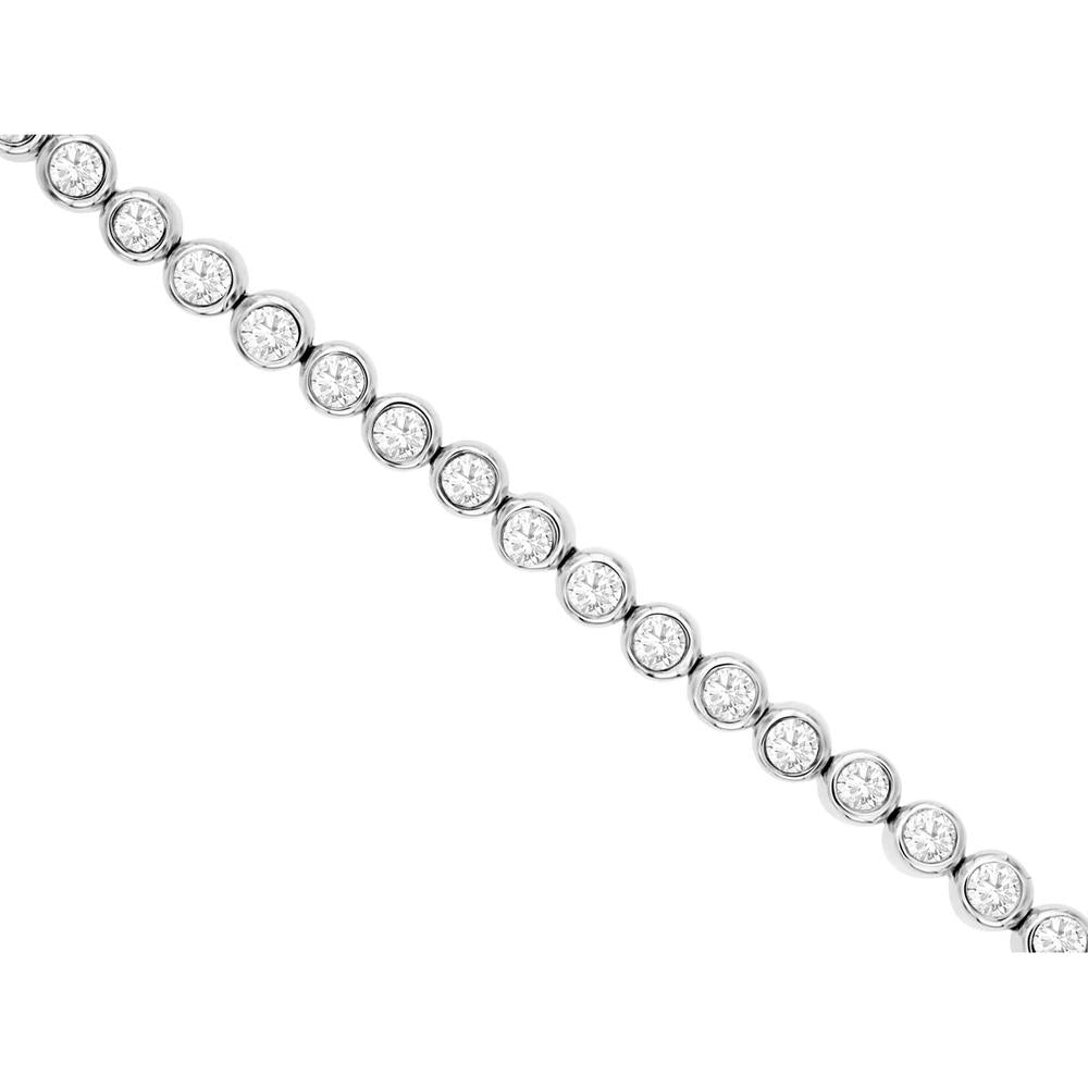 14K White Gold Tennis Bracelet with Bezel-Set Round Diamonds - 0.90 Carat Total Diamond Weight - Royal Jewelry