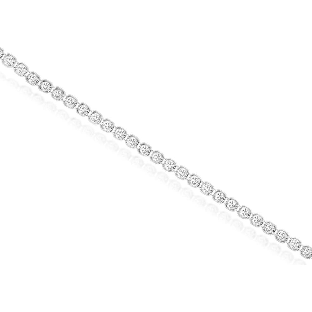 14K White Gold Tennis Bracelet with Bezel Set Round Diamonds - 1.20 Carat Total Diamond Weight - Royal Jewelry