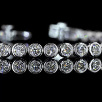 14K White Gold Tennis Bracelet with Bezel Set Round Lab Diamonds - 3.15 Carat Total Weight - Covaloro Fine Jewelry