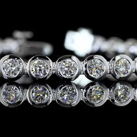 14K White Gold Tennis Bracelet with Bezel Set Round Lab Diamonds - 4.97 Carats Total Diamond Weight - Covaloro Fine Jewelry