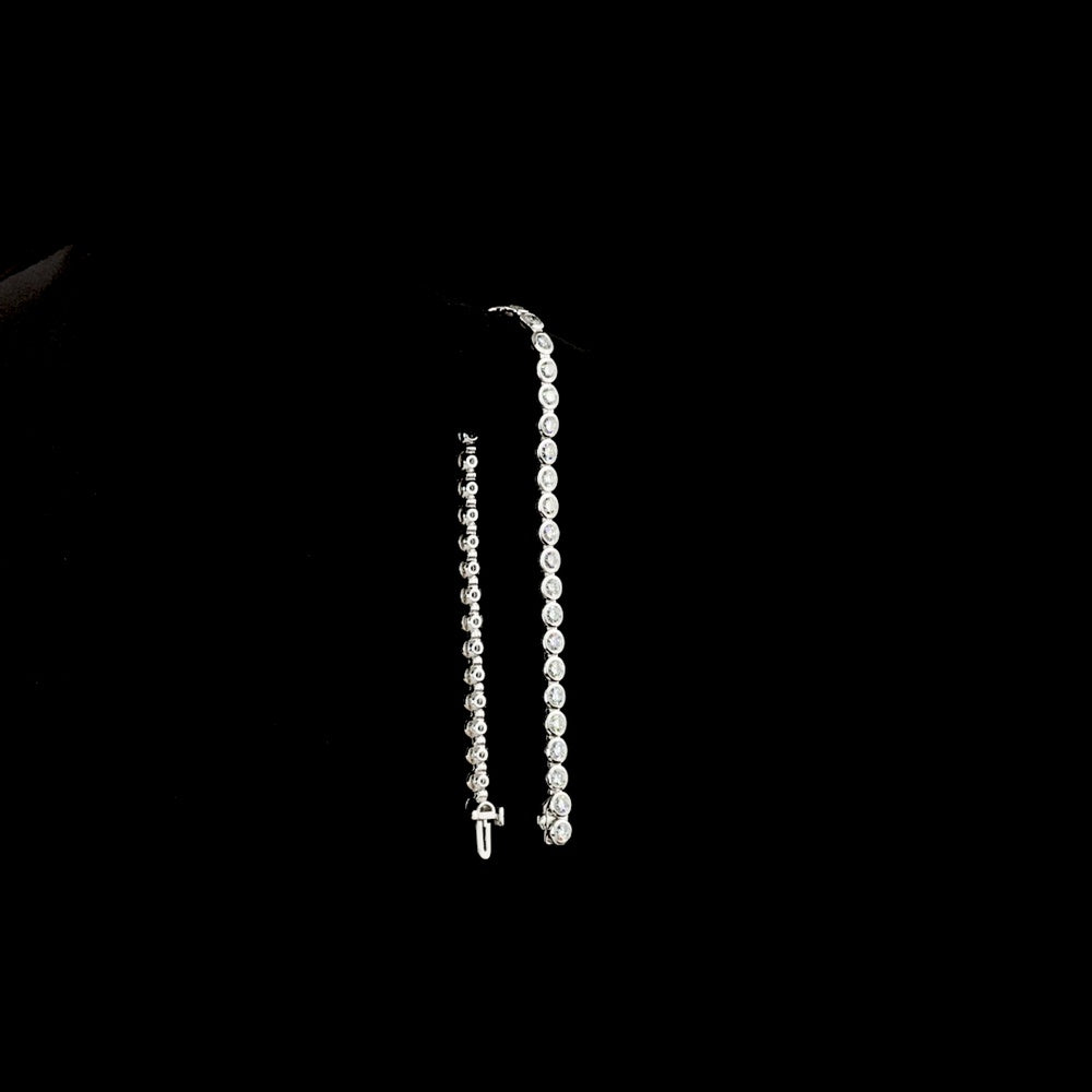 14K White Gold Tennis Bracelet with Bezel Set Round Lab Diamonds - 4.97 Carats Total Diamond Weight - Covaloro Fine Jewelry