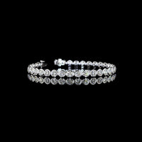 14K White Gold Tennis Bracelet with Bezel Set Round Lab Diamonds - 7.34 Carat Total Weight, E-F Color VS Clarity - Covaloro Fine Jewelry