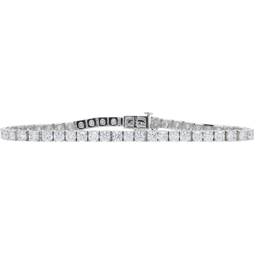 14K White Gold Tennis Bracelet with Channel-Set Round Lab Grown Diamonds - 7.00 Carat Total Diamond Weight