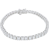 14K White Gold Tennis Bracelet with Channel-Set Round Lab Grown Diamonds - 7.00 Carat Total Diamond Weight