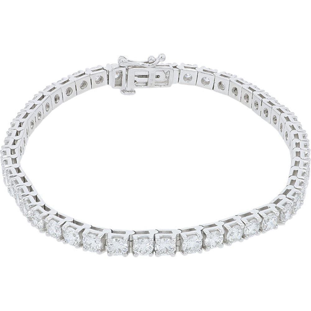 14K White Gold Tennis Bracelet with Channel-Set Round Lab Grown Diamonds - 7.00 Carat Total Diamond Weight