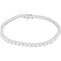 14K White Gold Tennis Bracelet with Cushion-Cut Lab Grown Diamonds - 9.50 Carat Total Diamond Weight