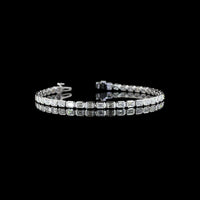 14K White Gold Tennis Bracelet with East-West Bezel Set Emerald Cut Lab Diamonds - 3.57 Carat Total Weight - Covaloro Fine Jewelry