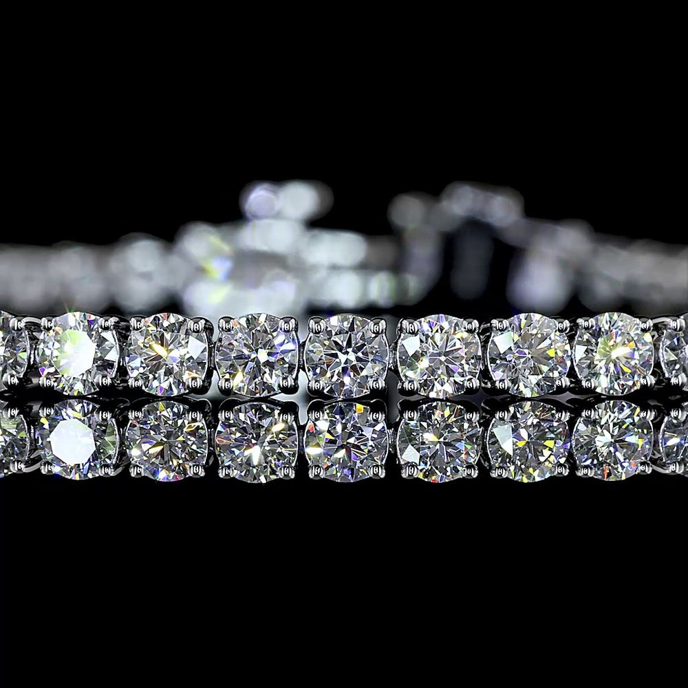 14K White Gold Tennis Bracelet with East-West Oval and Round Brilliant Cut Lab Diamonds - 5.55 Total Carat Weight, E-F Color VS Clarity - Covaloro Fine Jewelry