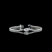 14K White Gold Tennis Bracelet with East-West Pear Shape Lab Diamond and 64 Round Brilliant Cut Lab Diamonds - 4.52 Carat Total Weight - Covaloro Fine Jewelry