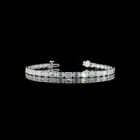 14K White Gold Tennis Bracelet with East-West Set Emerald Cut Lab Diamonds - 11.47 Carat Total Diamond Weight - Covaloro Fine Jewelry