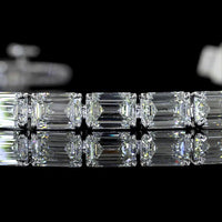 14K White Gold Tennis Bracelet with East-West Set Emerald Cut Lab Diamonds - 11.47 Carat Total Diamond Weight - Covaloro Fine Jewelry