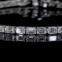 14K White Gold Tennis Bracelet with East-West Set Emerald Cut Lab Diamonds - 4.33 Carat Total Weight - Covaloro Fine Jewelry