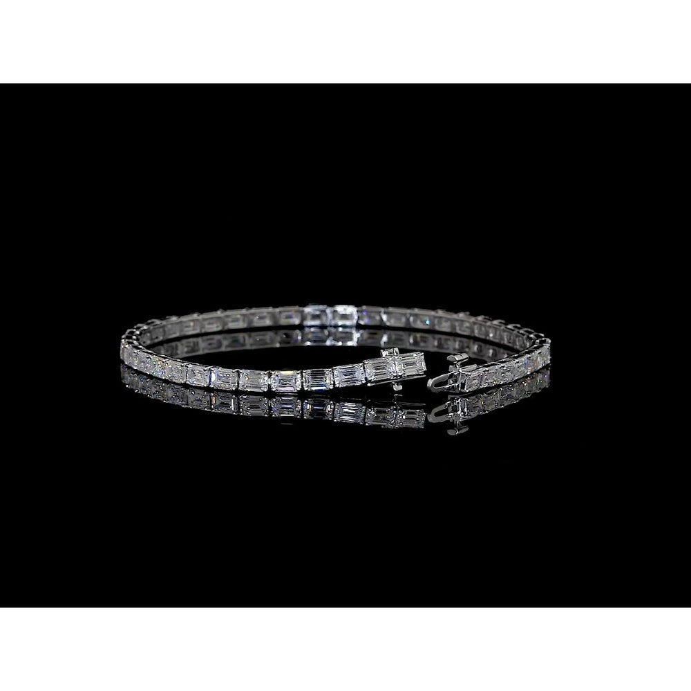 14K White Gold Tennis Bracelet with East-West Set Emerald Cut Lab Diamonds - 4.77 Carat Total Weight - Covaloro Fine Jewelry