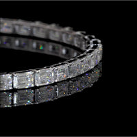 14K White Gold Tennis Bracelet with East-West Set Emerald Cut Lab Diamonds - 4.77 Carat Total Weight - Covaloro Fine Jewelry