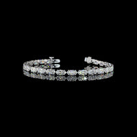 14K White Gold Tennis Bracelet with East-West Set Moval Cut Lab Diamonds - 7.41 Carat Total Diamond Weight - Covaloro Fine Jewelry