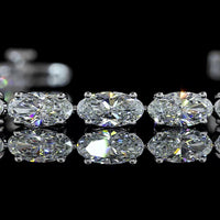 14K White Gold Tennis Bracelet with East-West Set Moval Cut Lab Diamonds - 7.41 Carat Total Diamond Weight - Covaloro Fine Jewelry