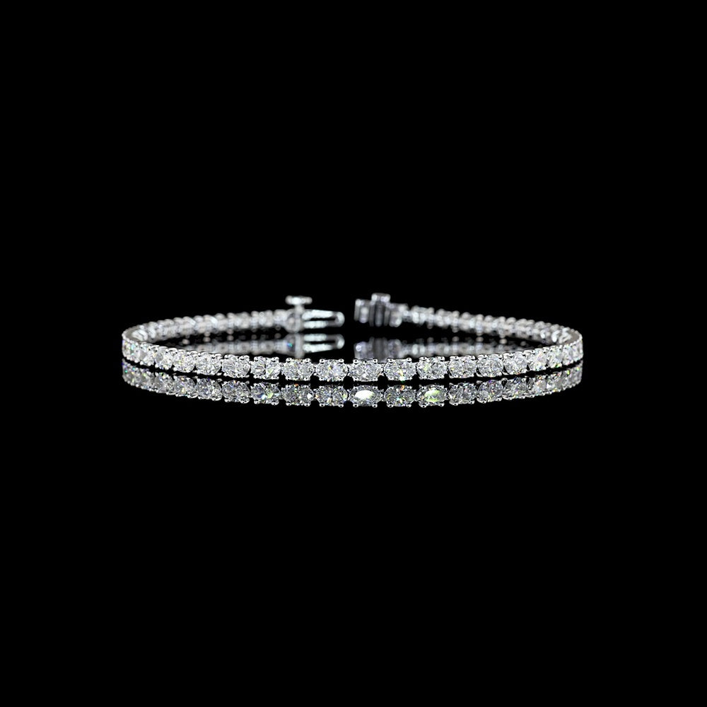 14K White Gold Tennis Bracelet with East-West Set Oval Cut Lab Diamonds - 4.92 Carat Total Weight, E-F Color, VS Clarity - Covaloro Fine Jewelry