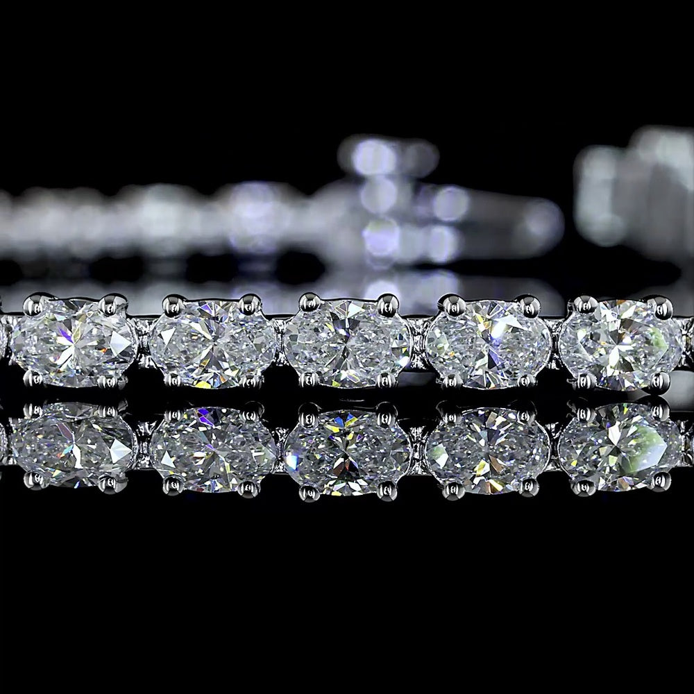 14K White Gold Tennis Bracelet with East-West Set Oval Cut Lab Diamonds - 4.92 Carat Total Weight, E-F Color, VS Clarity - Covaloro Fine Jewelry