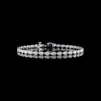 14K White Gold Tennis Bracelet with East-West Set Pear Shape Lab Diamonds - 6.10 Carat Total Weight, 35 Stones E-F Color VS1 Clarity - Covaloro Fine Jewelry