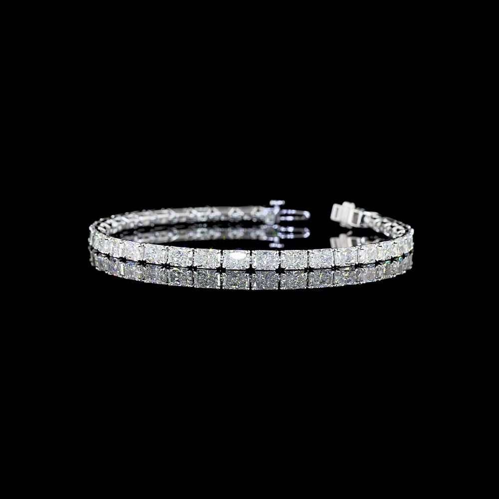 14K White Gold Tennis Bracelet with East-West Set Radiant Cut Lab Diamonds - 11.77 Carats Total Diamond Weight - Covaloro Fine Jewelry