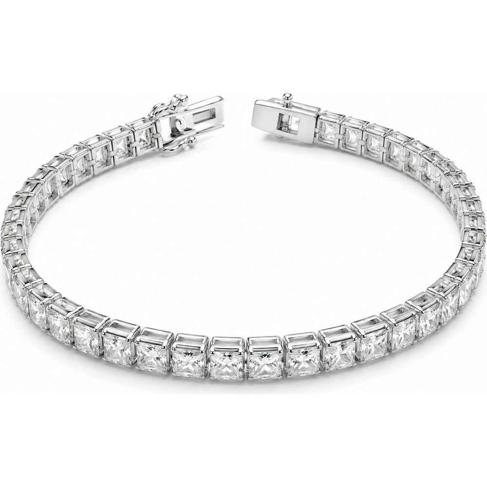 14K White Gold Tennis Bracelet with Emerald-Cut Lab Grown Diamonds - 12.07 Carat Total Diamond Weight by Auriventus