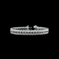 14K White Gold Tennis Bracelet with Inclined Marquise Cut Lab Diamonds - 7.60 Carat Total Weight, E-F Color VS Clarity - Covaloro Fine Jewelry