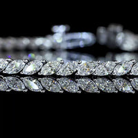 14K White Gold Tennis Bracelet with Inclined Prong Set Marquise Cut Natural Diamonds - 3.61 Carat Total Diamond Weight - Covaloro Fine Jewelry