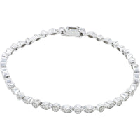 14K White Gold Tennis Bracelet with Marquise Diamonds - 0.75 Carats Total Diamond Weight