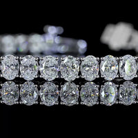 14K White Gold Tennis Bracelet with North-South Oval Cut Lab Diamonds - 6.87 Carats Total Diamond Weight - Covaloro Fine Jewelry