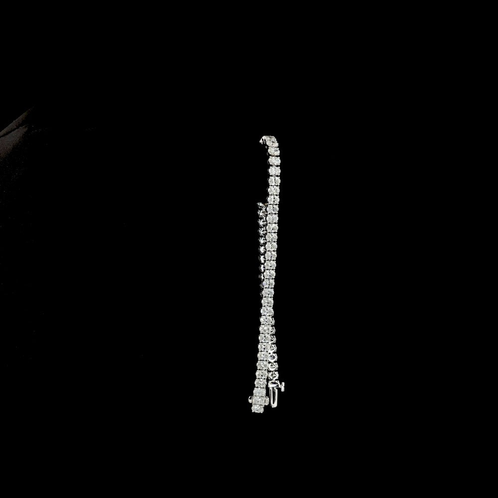 14K White Gold Tennis Bracelet with North-South Oval Cut Lab Diamonds - 6.87 Carats Total Diamond Weight - Covaloro Fine Jewelry