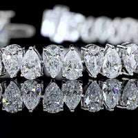 14K White Gold Tennis Bracelet with North-South Pear Shape Lab Diamonds - 13.09 Carat Total Diamond Weight, E-F VS Clarity - Covaloro Fine Jewelry