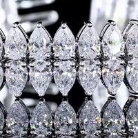 14K White Gold Tennis Bracelet with North-South Pear Shape Lab-Grown Diamonds - 13.96 Total Carat Weight, E-F Color, VS Clarity - Covaloro Fine Jewelry