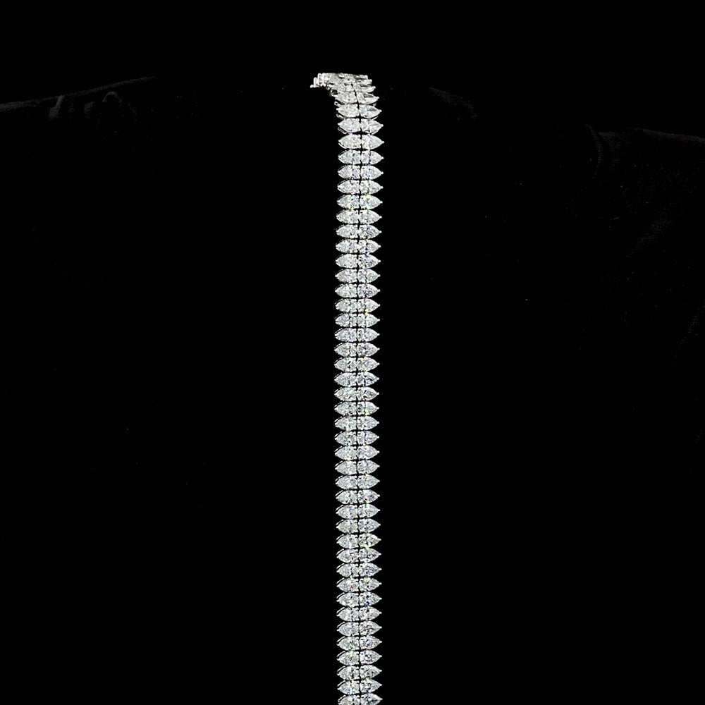 14K White Gold Tennis Bracelet with North-South Pear Shape Lab-Grown Diamonds - 13.96 Total Carat Weight, E-F Color, VS Clarity - Covaloro Fine Jewelry