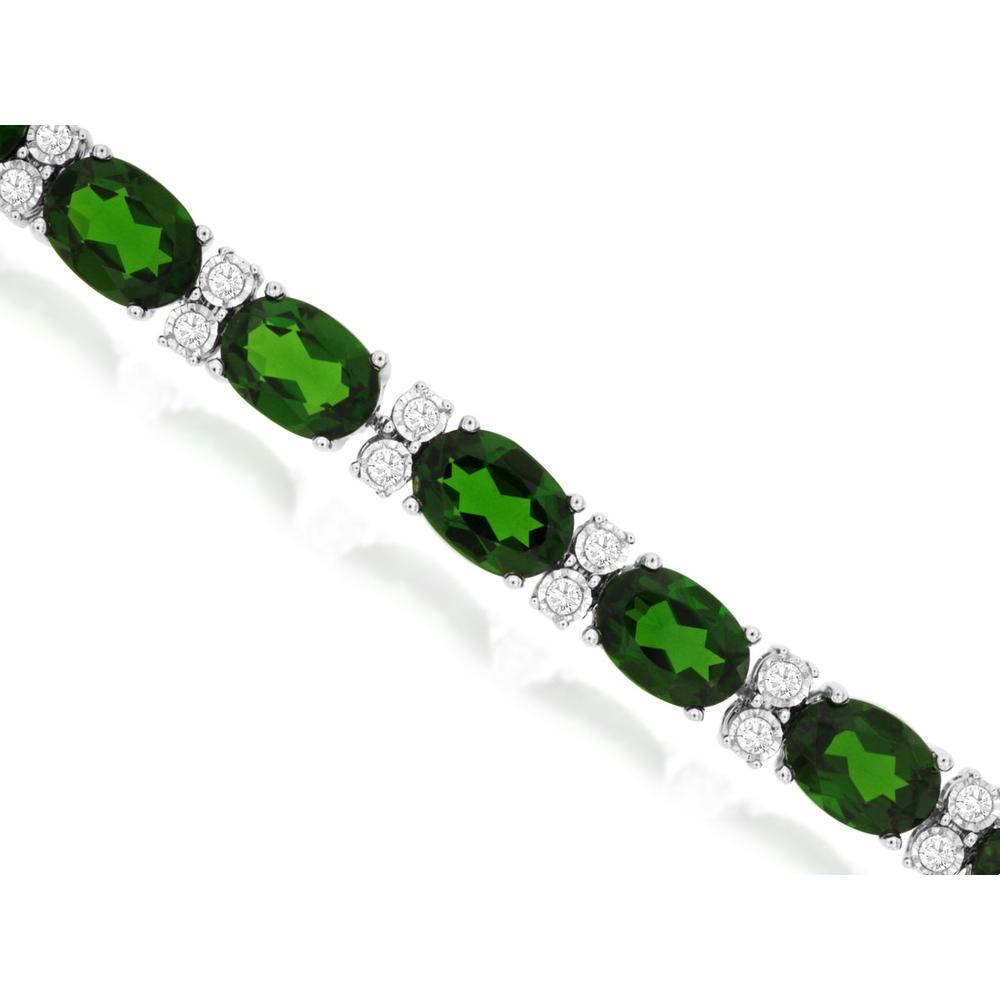 14K White Gold Tennis Bracelet with Oval-Shaped Russalite & Diamond Accents - 19.50 Carats Total Gem Weight