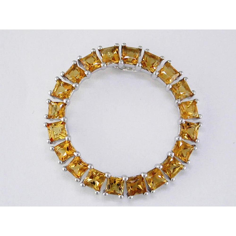 14K White Gold Tennis Bracelet with Princess Cut Citrine Stones - 2.70 Carats Total Citrine Weight