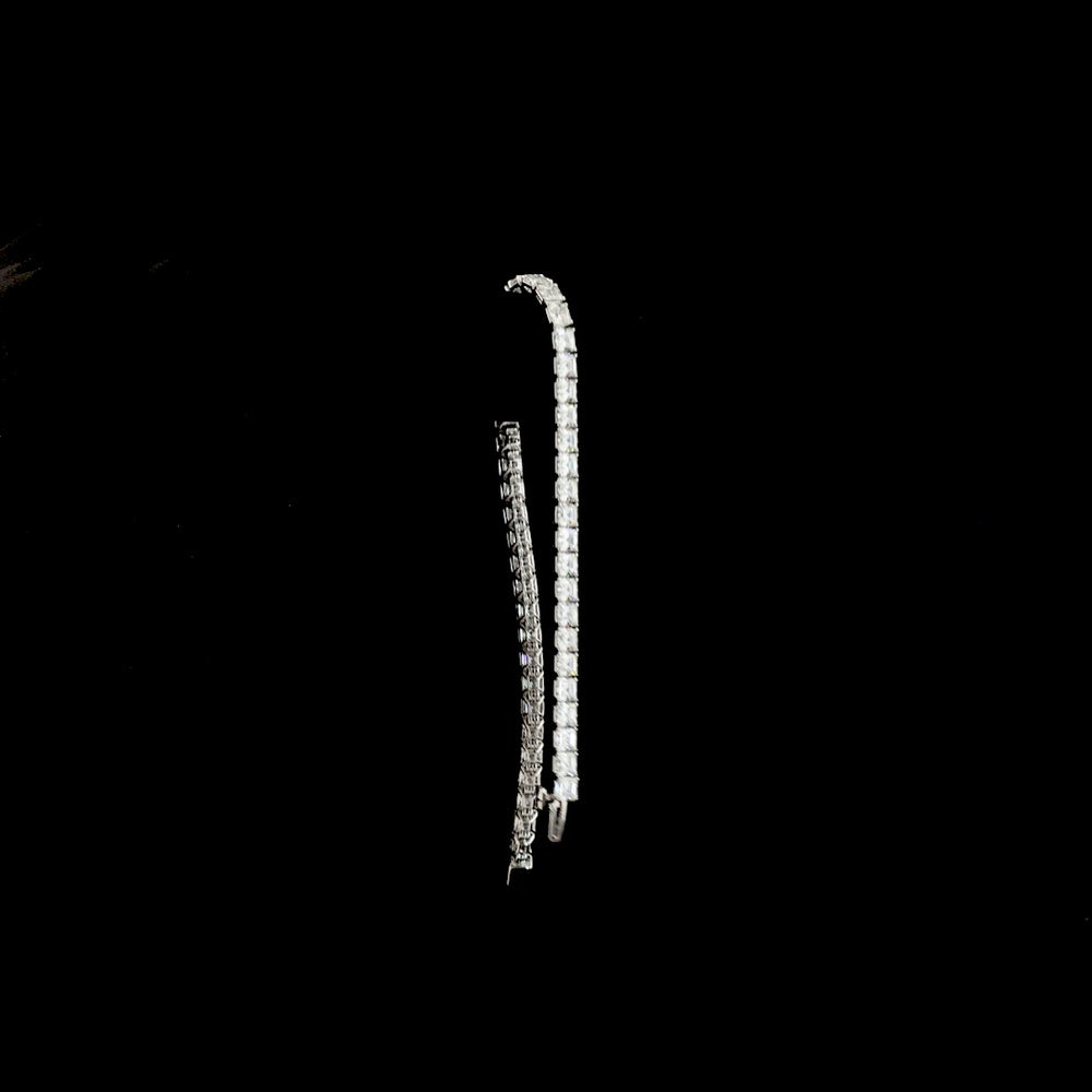 14K White Gold Tennis Bracelet with Prong Set Asscher Cut Lab Diamonds - 10.49 Carat Total Weight, 50 Stones E-F VS1 - Covaloro Fine Jewelry