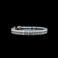 14K White Gold Tennis Bracelet with Prong Set Asscher Cut Lab Diamonds - 12.45 Carat Total Weight (E-F Color, VS1 Clarity) - Covaloro Fine Jewelry