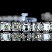 14K White Gold Tennis Bracelet with Prong Set Asscher Cut Lab Diamonds - 12.45 Carat Total Weight (E-F Color, VS1 Clarity) - Covaloro Fine Jewelry